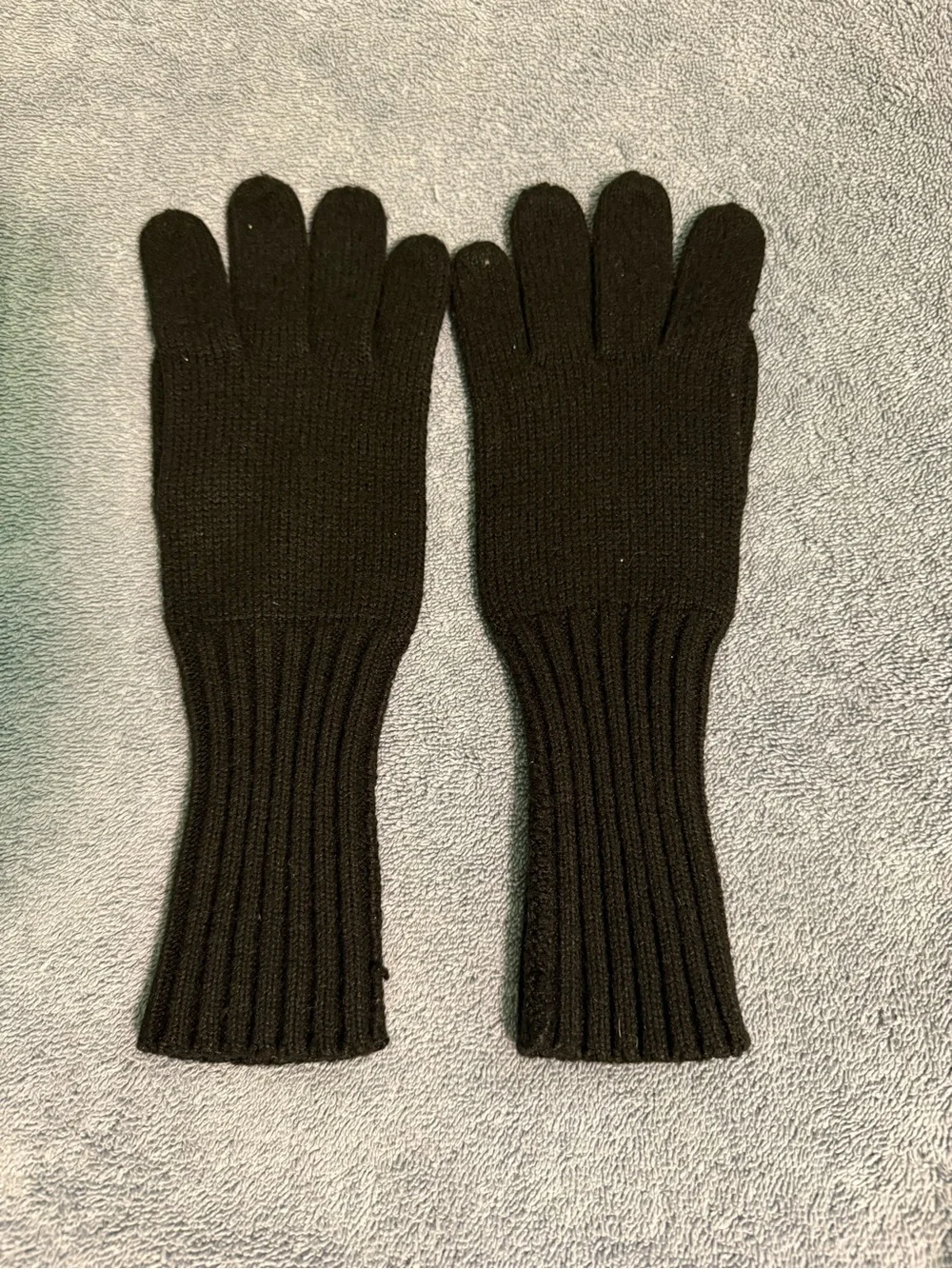 Black Rib Knit Long Cuff Gloves
